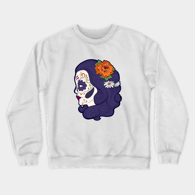 Sugar Skull Purple Blaze Design Crewneck Sweatshirt by Mr.TrendSetter